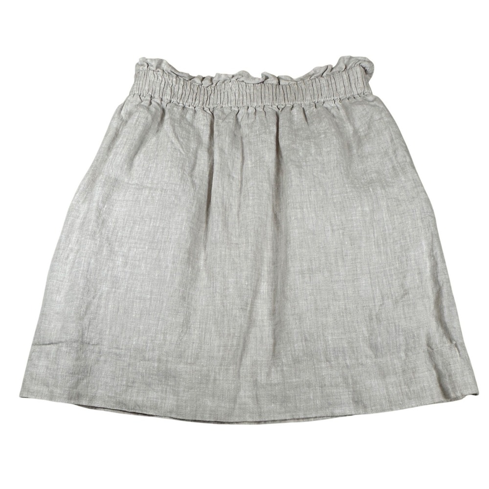 J.Crew Tan Linen Paperbag Waist Mini Skirt with Pockets Size 0 Coastal Neutral